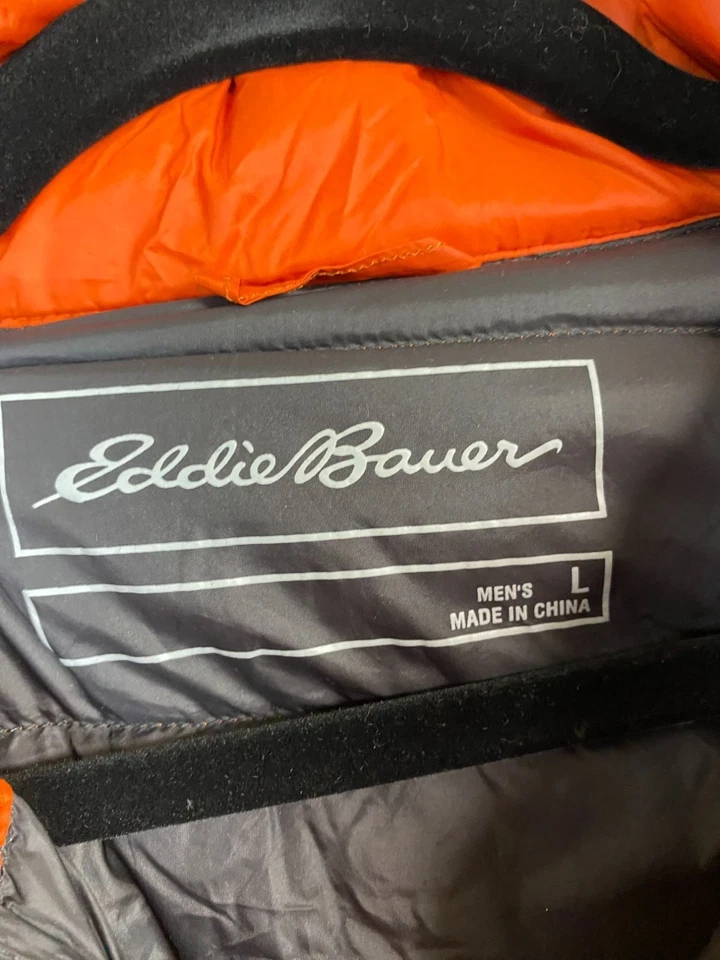 Eddie Bauer мужской пуховик вниз Куртка Пальто размер большой оранжевый легкий Gorpcore - Изображение 3 из 4