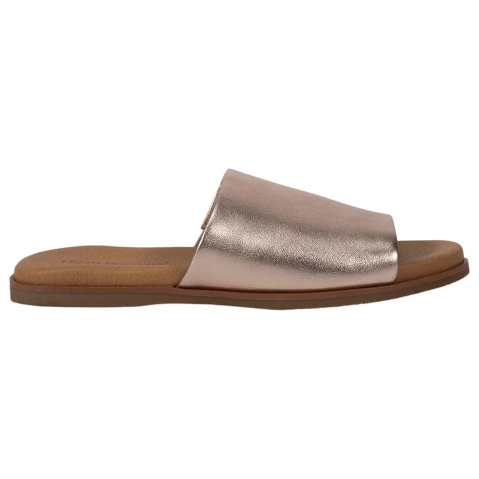 Hush Puppies Womens Paradise Slip On Leather Slides Rose Gold Sandals