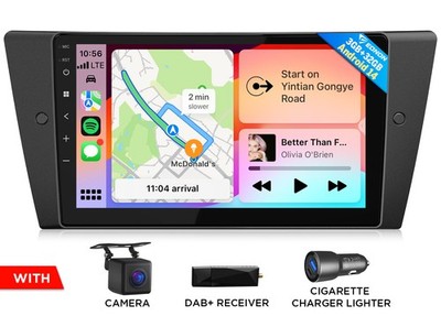 DAB+ 9'' IPS Android 14 Autoradio für BMW E90-E93 GPS Navi Radio kabellos CarPlay