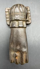 Antique Victorian hand with ring cast iron door knocker Old Architectural
