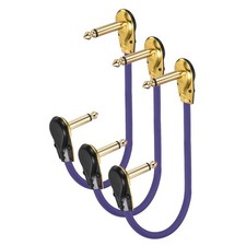 3 Pcs Guitar Patch Cable 15 Inch 1/4 Inch Metal Flat Head Pedal Cord, Purple