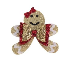 Glitter Christmas Hair Clips - 2PCS Sparkly Cute Gingerbread Man Hair Clips