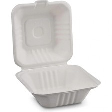Bagasse Clamshell Boxes Takeaway Food Container Disposable Lunch Box 6X6 Inch