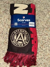 Set Of 2 Atlanta United Soccer Scarves 100% Acrylic Ruffneck Scarves 