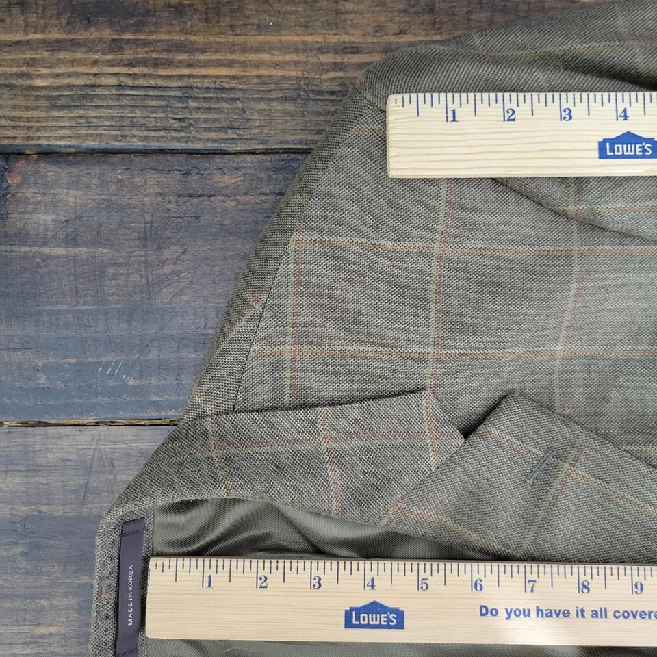 Blazer Abrigo Deportivo Hombre Tasso Elba Dos Botones Oliva Cuadros Seda Cabello Camel 42L Foto 4 de 4