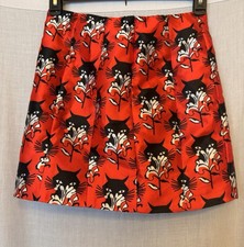 Vintage Inspired 1990s Cat Print Skirt Red Black   Size S