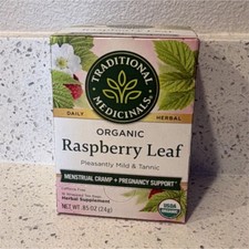 Traditional Medicinals Organic Raspberry Leaf Herbal Tea 16 Bags Caffeine Free