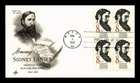 DR JIM STAMPS US COVER SIDNEY LANIER AMERICAN POET FDC SCOTT 1446 BLOCK OF 4