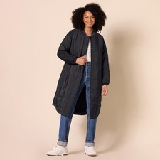 Amazon Essentials Womens Black Oversized Quilted Jacket Coat 16 18 Water Resist
