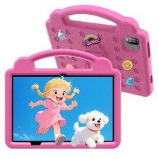 10 Inch Kids Tablet 5G 5G Android 15 Tablets Pink Bluetooth 3-12 VOLENTEX Case