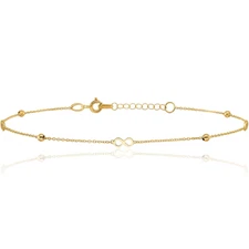 14K Solid Yellow Gold Infinity Love Knot Anklet Bracelet
