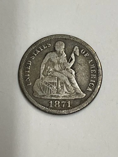 1871 90% Silver Seated Liberty Dime