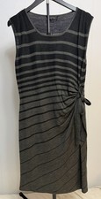 TAHARI ARTHUR S. LEVINE SLEEVELESS SIDE TIE SWEATER DRESS L GRAY/BACK