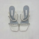 Nine West Sandals Womens Size 5M White Rhinestone Mule Stiletto Heels Square Toe