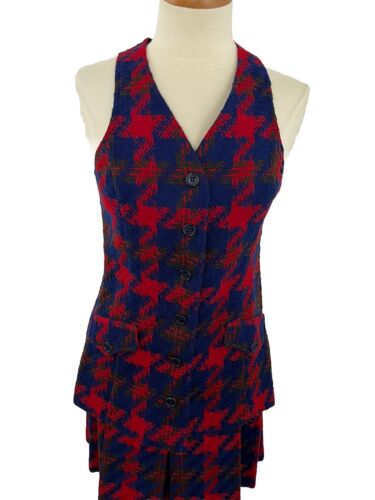 Conjunto de chaleco y falda plisada vintage años 70 cuatro esquinas talla 11/12 mezcla de lana - Imagen 2 de 12