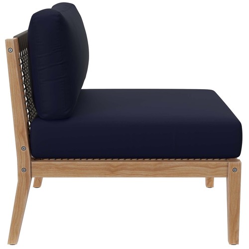 Modway Clearwater Outdoor Patio Teak Wood 5-Piece Sectional Sofa in Gray Navy - Picture 8 of 10