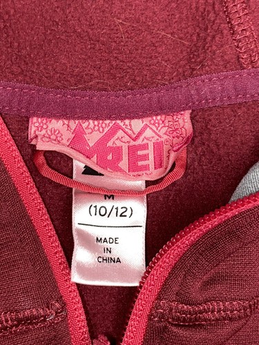 REI Kid's Red Full Zip Hoodie Sweater Jacket Youth Girls Medium 10-12 - Picture 4 of 9