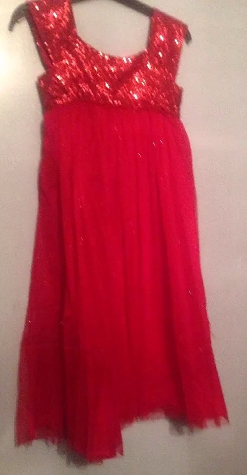 MONSOON GIRLS RED DAZZLING DRESS SEQUINS WEDDINGS PARTIES PROM