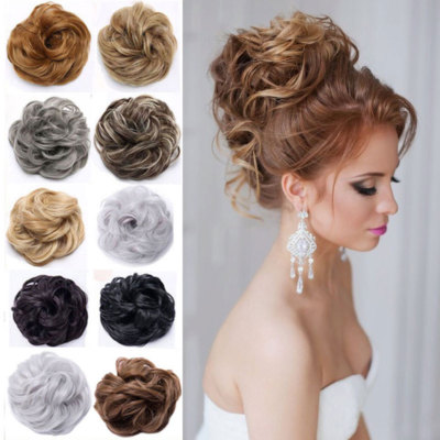 Large Curly Updo Messy Curly Bun Chignon Clip in Hair Piece Extensions THICK FEM