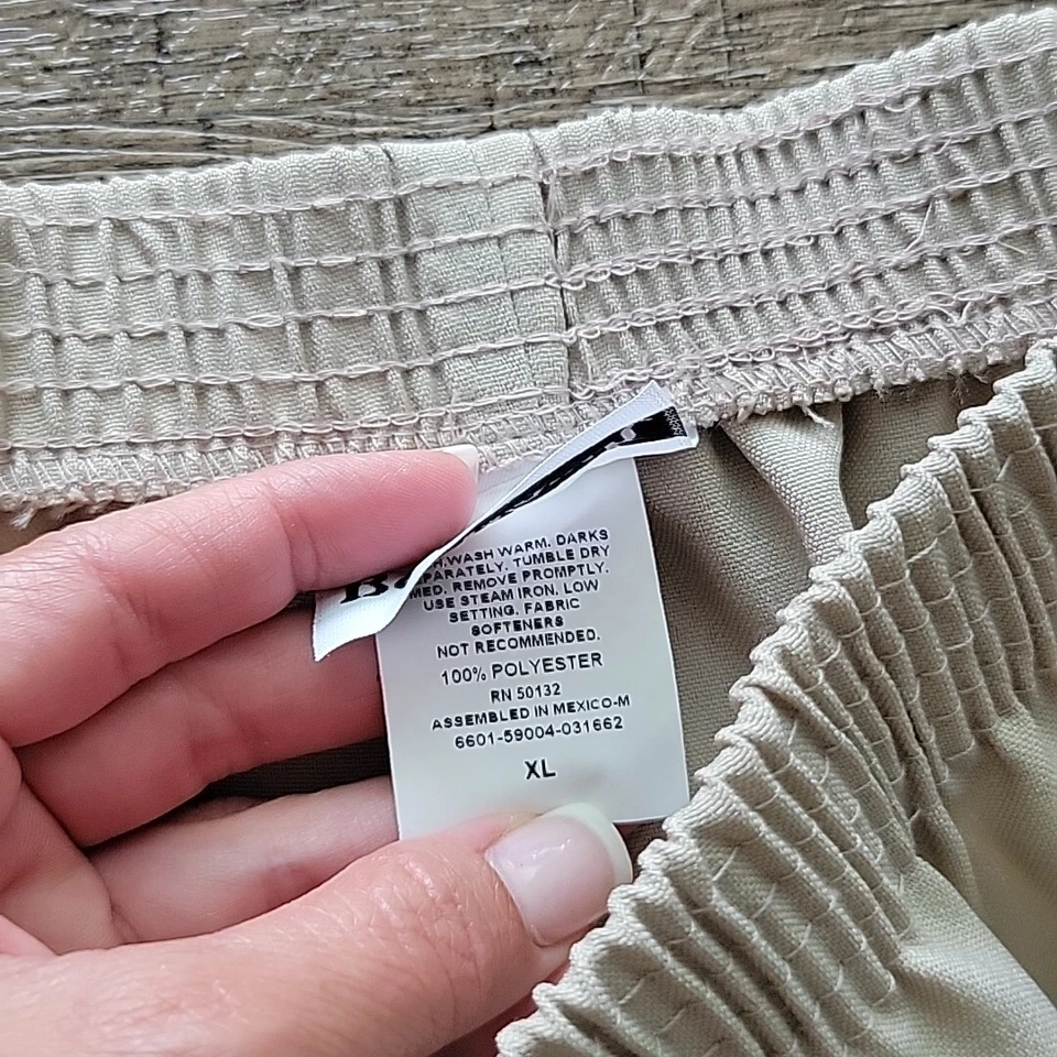 Pantalones de cintura elástica BonWorth ~ Talla XL ~ Beige ~ tiro alto ~ entrepierna de 28,5" Foto 3 de 4