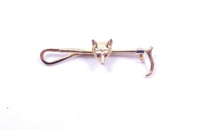 Reiternte und Fuchs Gold 9 Karat Bar Brosche Nadel Rubinaugen 