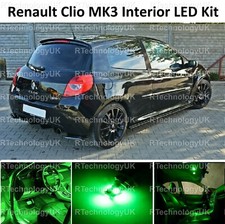 GREEN PREMIUM RENAULT CLIO MK3 SPORT 05-12 INTERIOR LED LIGHT BULB UPGRADE KIT