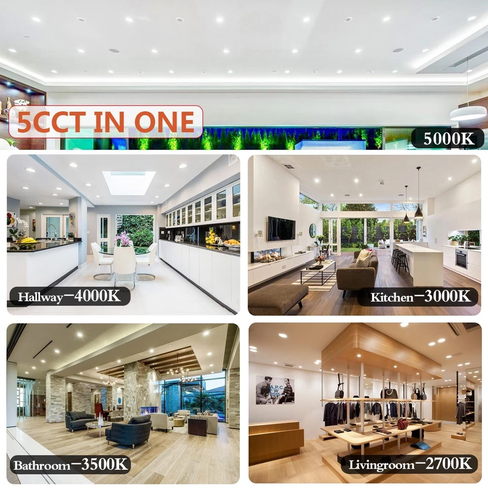 Paquete de 12 Downlights LED de 6 pulgadas 13W 5CCT regulables con caja de conexiones Foto 2 de 4