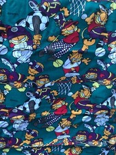 3 yards of vintage Garfield playing sports Fabric, 3 yards x 58” tennis football