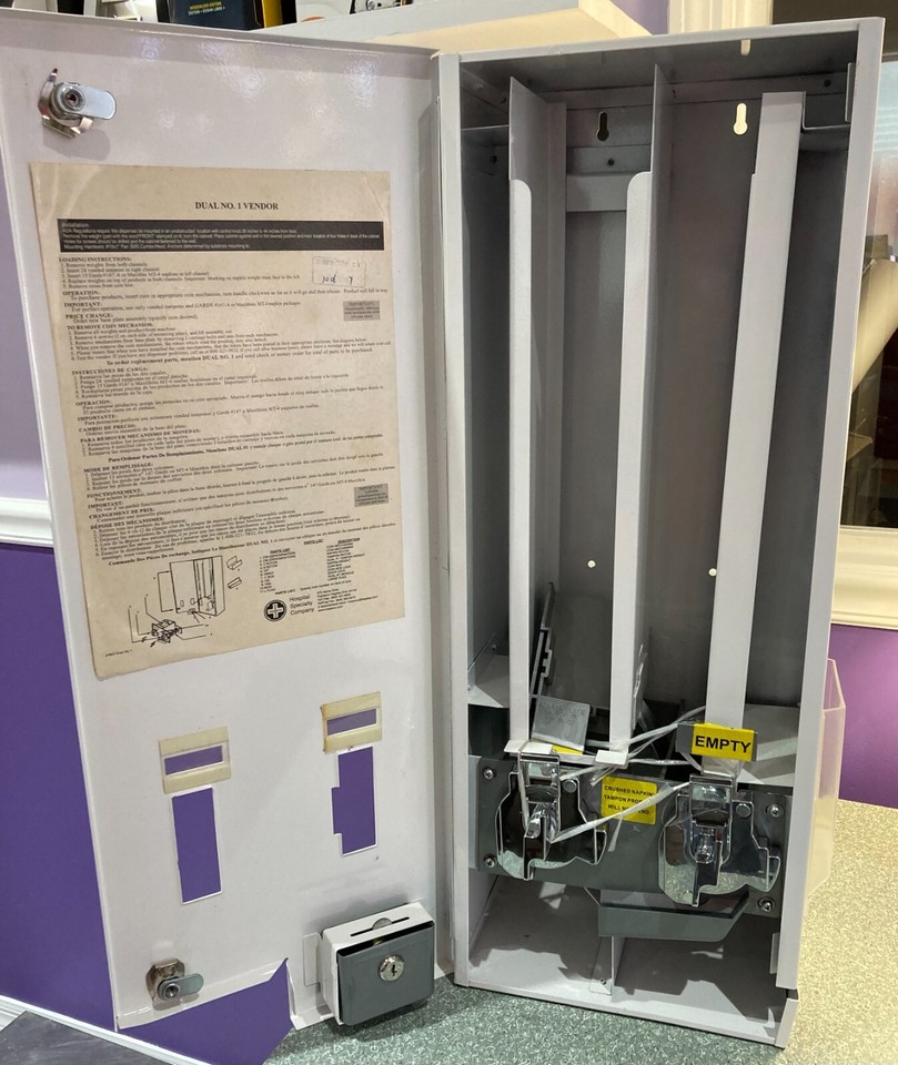 NEW Hospeco Dual Sanitary Napkin/Tampon Dispenser with Keys White eBay