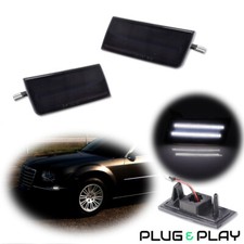 For 05-10 Chrysler 300 Black Front Bumper Side Marker Reflector White Led Lights