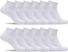 Men White Cushioned Sports Athletic Ankle Socks Cotton LOW CUT Size 9-11 10-13