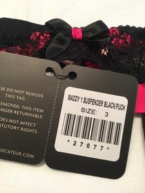 Agent Provocateur Maddy Bra 32DD Medium AP 3 Suspender Brief Black Pink Lace BN