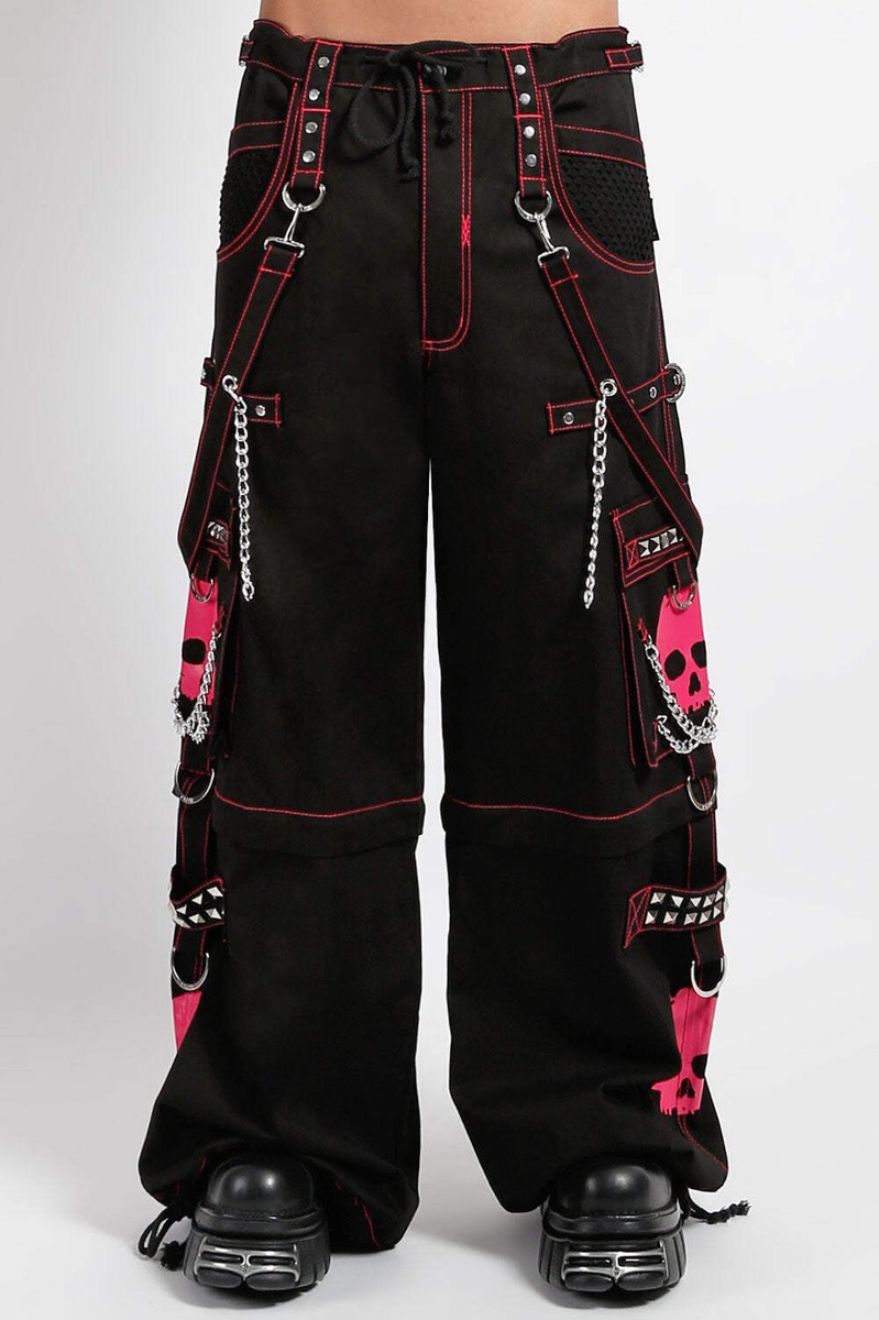パンツ tripp nyc gimmick carg punk Tripp NYC Super Skull Pants [Black/Pink] - Goth, Mall Goth