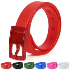 Unisex Adjustable Cut to Fit Rubber Plastic Jelly Silicone Casual Belt W/ Buckle