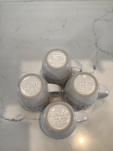 Corelle Frosty Morn Let It Snow Stoneware Mug Cup Set Of 4 Real Nice Shape - Picture 8 of 10