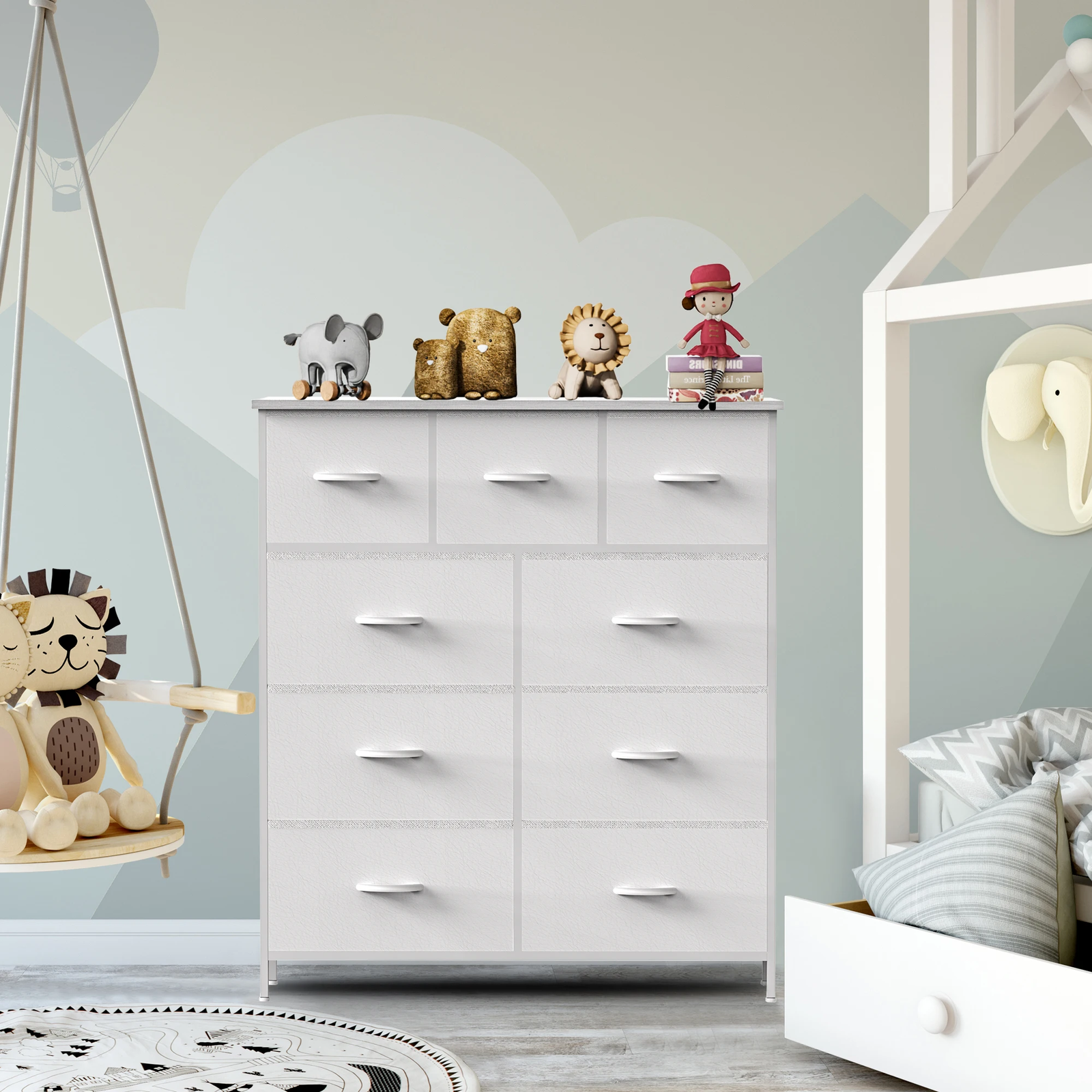 Tall 9-Drawer Fabric Dresser for Bedroom Storage & Wardrobe Organization-image