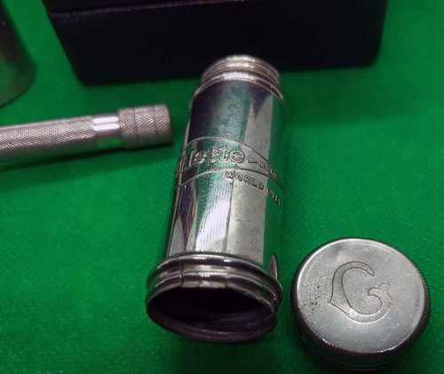 Set combinato Gillette inglese 1909 molto insolito vintage custodia in pelle marocchina - Foto 11 di 24