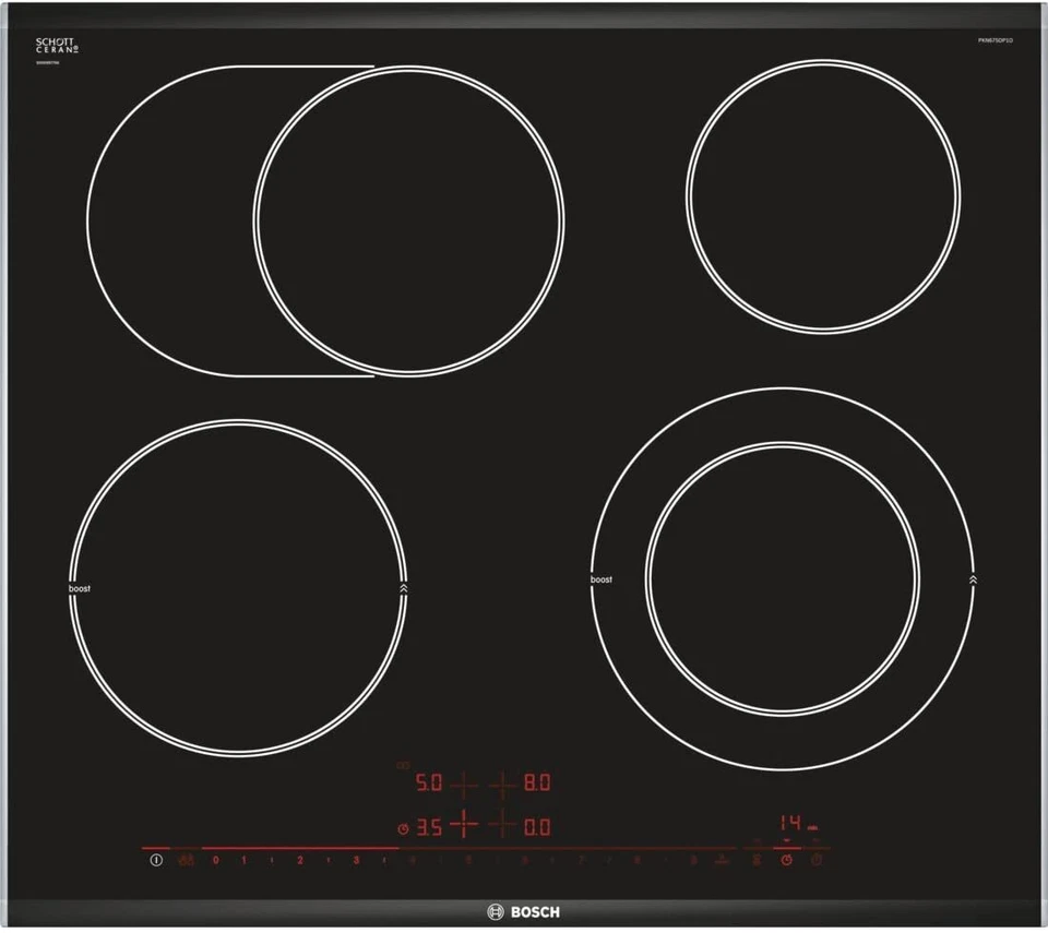 Bosch PKN675DP1D Serie 8 autarkes Elektro Kochfeld / 60,6 cm / Glaskeramik