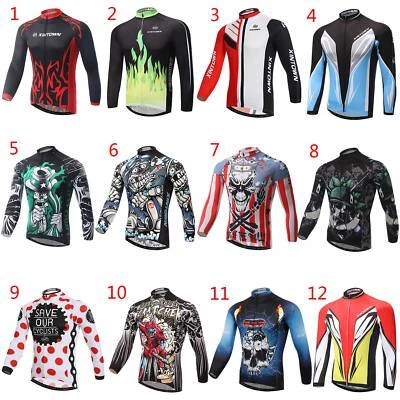 Fahrrad Shirt Langarm mit Reißverschlusstasche Herren Sommer Rennrad Radtrikot - Bild 1 von 4