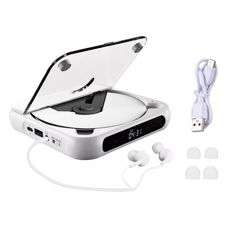 Rechargeable CD Player Bluetooth 5.3 Speaker 5V2A CD/CD-R/CD-RW/MP3/WAV