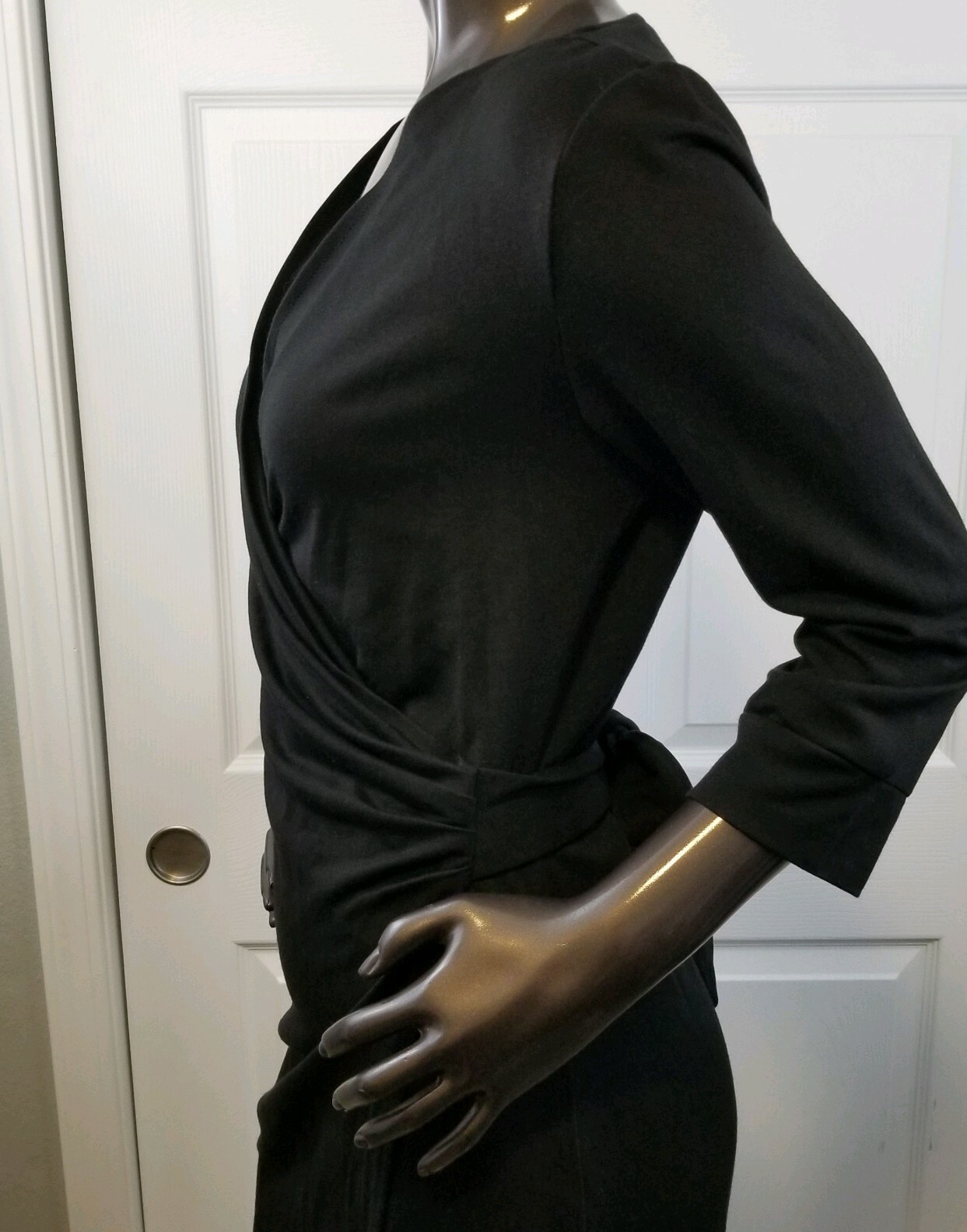 Ouges Wrap Cocktail Dress Size Medium Black 3/4 S… - image 4