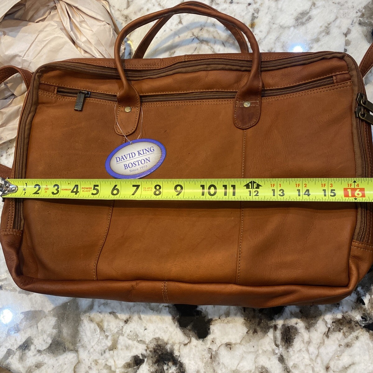 David King Boston Laptop Messenger Bag Briefcase Brown Leather
