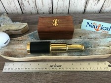 Telescope 6" Brass Leather Grip Wooden Box Nautical Spyglass Maritime