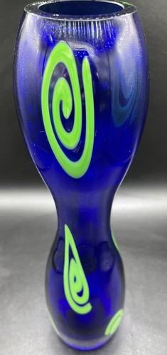 Tschechische Kobalt Sanduhr Kunst Glas Vase signiert von S. Malik für Barovier & Toso - Bild 5 von 9