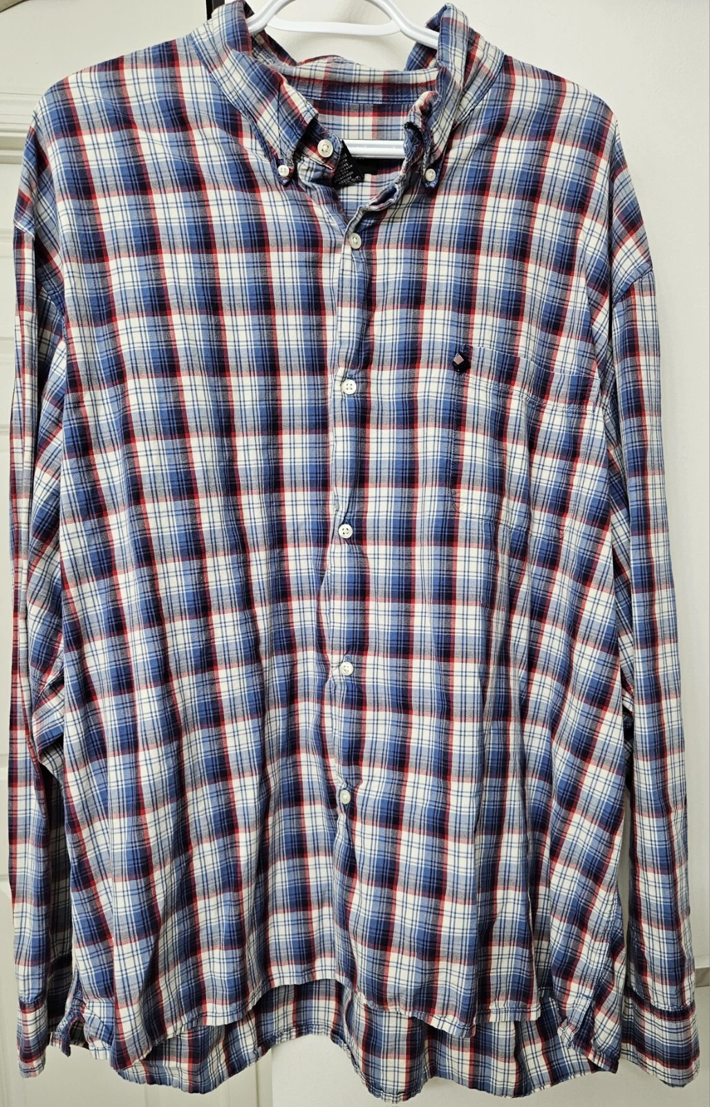 VTG Ralph Lauren Jeans Co Men's XXL Red White Blue Plaid Button Down Shirt RN6