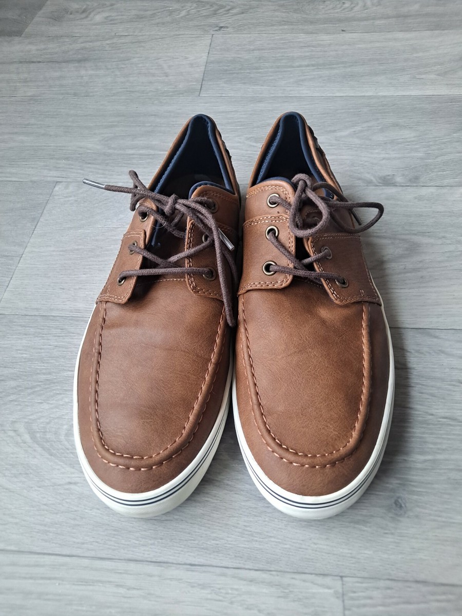 Parker & Sky Mens Brown Leather Round Toe Casual Shoes Size Parker & Sky Mens Brown Leather Round Toe Casual Shoes Size