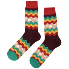 NWT Fiesta Frill Dress Socks Novelty Men 8-12 Multicolor Crazy Fun Sockfly