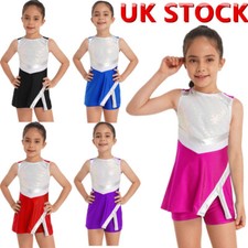 UK Kids Girls 2Pcs Sleeveless Tracksuit Tank Dress with Booty Shorts Set Uniform
