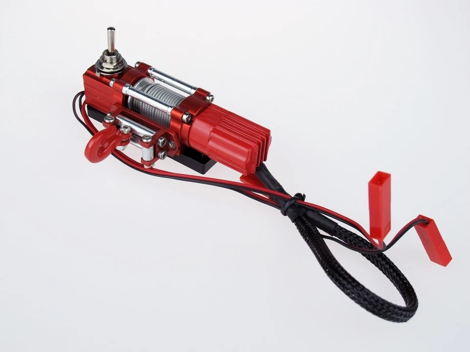 Cabrestante de metal rojo tipo B con control remoto para oruga RC 1:10 Foto 2 de 4