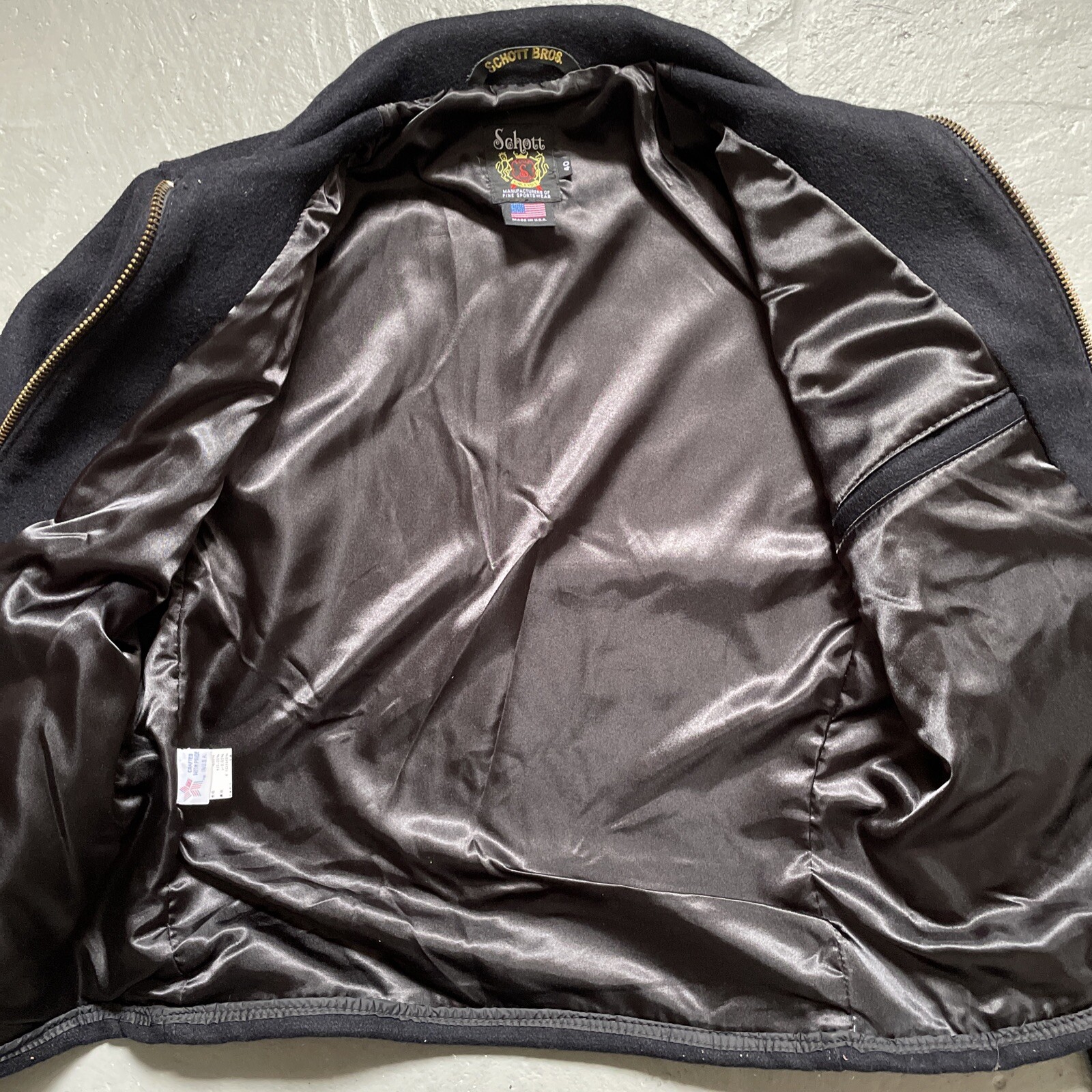 Schott 716 Military Style CPO Star Wool Leather Trim Bomber Jacket Made USA 40